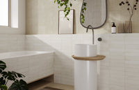 London Mini Bricks Italian Porcelain Tile 60x240mm White tile, view 6 - Tile Touch