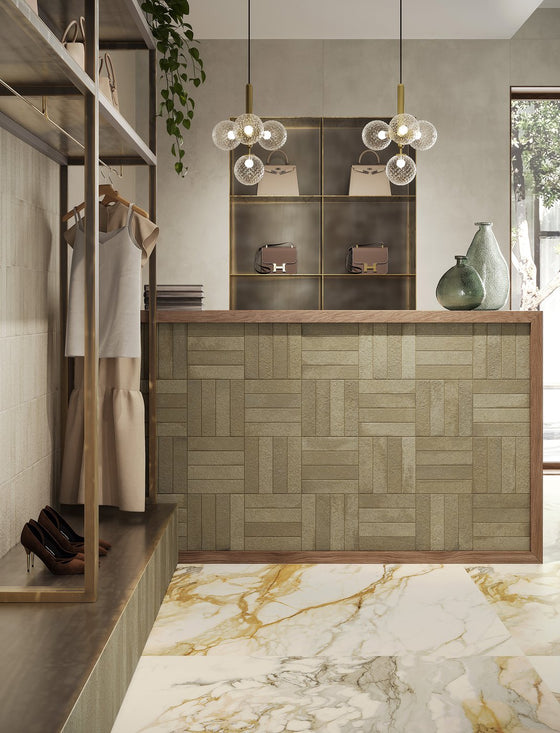 London Mini Bricks Italian Porcelain Tile 60x240mm Moss Green