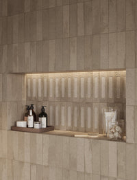 London Mini Bricks Italian Porcelain Tile 60x240mm Smoke Décor tile, view 6 - Tile Touch