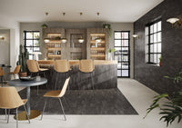 London Mini Bricks Italian Porcelain Tile 60x240mm Black tile, view 4 - Tile Touch