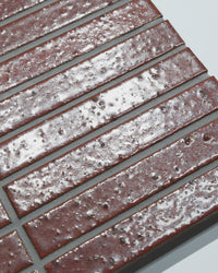 Hatsuborder Blood Red Japanese Hand Crafted Kit Kat Mosaic Tile 23x152mm Close Video