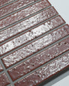 Hatsuborder Blood Red Japanese Hand Crafted Kit Kat Mosaic Tile 23x152mm Close Video