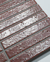 Hatsuborder Blood Red Japanese Hand Crafted Kit Kat Mosaic Tile 23x152mm