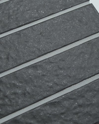 Sabi Charcoal Japanese Handcrafted Rectangle Mosaic Matt 45x195mm Close Video