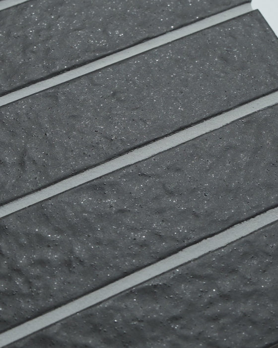 Sabi Charcoal Japanese Handcrafted Rectangle Mosaic Matt 45x195mm Close Video