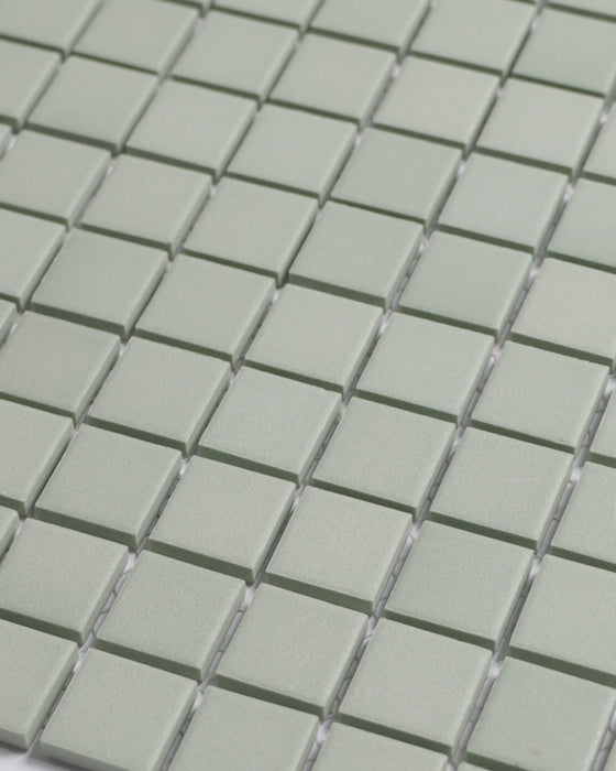 Bridges MINI Mint Green Unglazed Full Body Porcelain Square Mosaic Tile 23 x 23mm