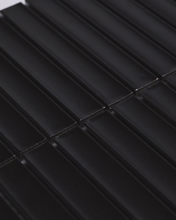 Gracemere Black Matt Concave Kit Kat Finger Mosaic Tile