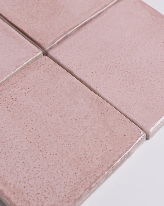 Exville Dusty Pink Gloss Spanish Tile 100x100mm