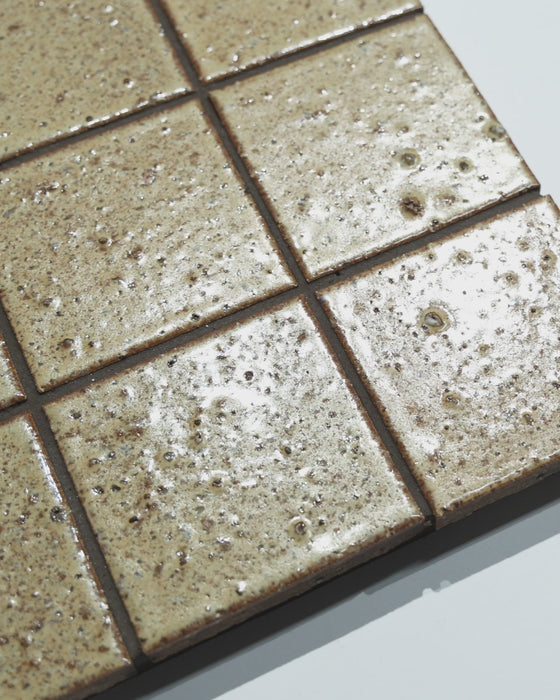 Hatsu Square Wheat Mustard Japanese Hand Crafted Mosaic Tile 72x72mm Front Close
