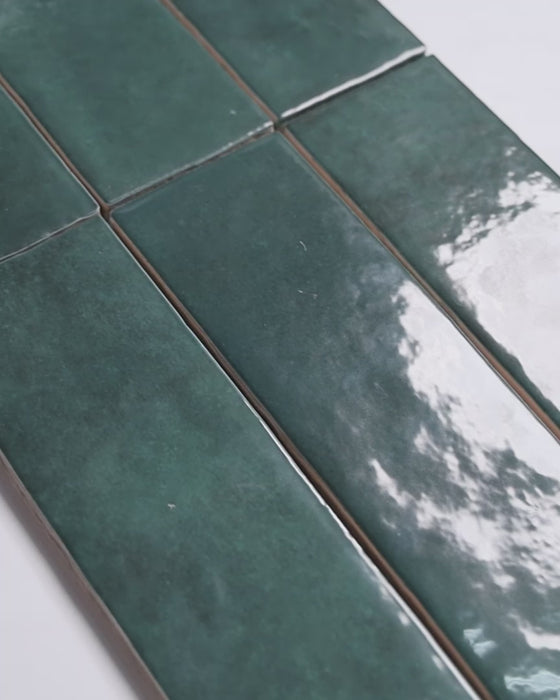Collie Artisanal Forest Green Gloss Zellige Look Spanish Subway Tile