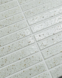 Hatsuborder White Speckle Japanese Hand Crafted Kit Kat Mosaic Tile 23x152mm Close Video