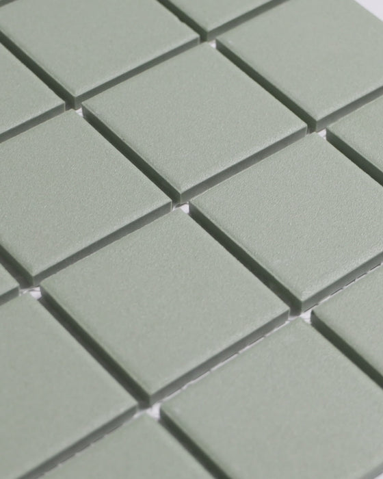 Bridges Army Green Unglazed Full Body Porcelain Square Mosaic Tile 48 x 48mm