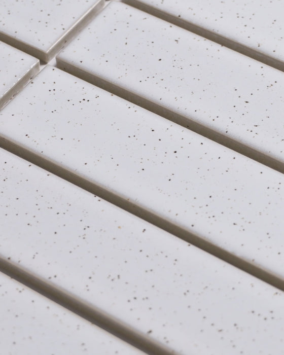 Kazoku Osaka White Speckle Japanese Hand Glazed Large Finger Mosaics 45x195mm