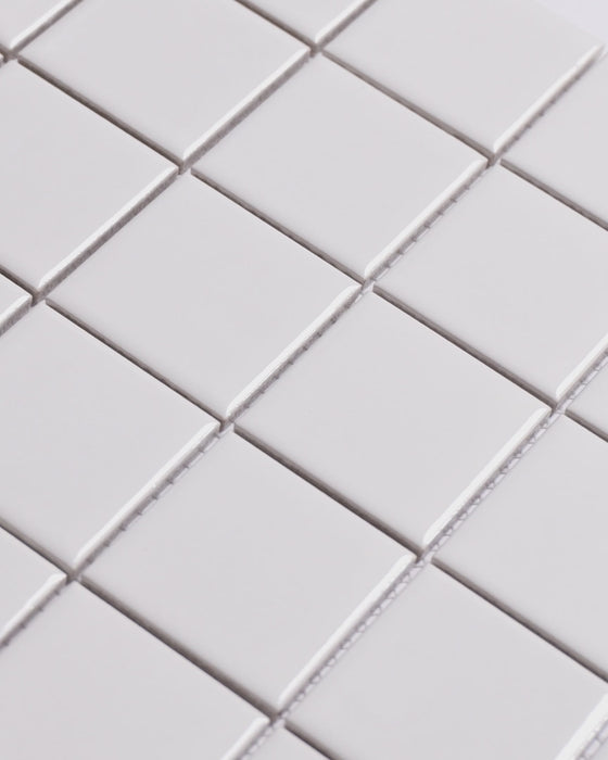 Fairway Small Plain White Gloss Square Mosaic 48x48mm