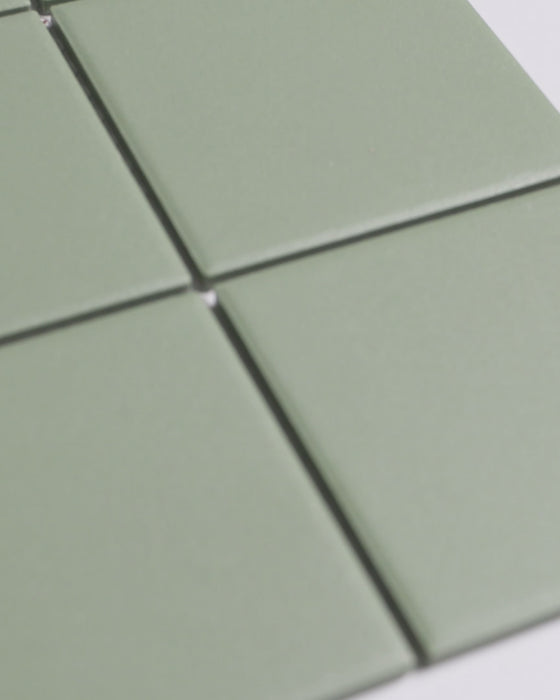 Bridges Army Green Unglazed Full Body Porcelain Square Mosaic Tile 97x97mm