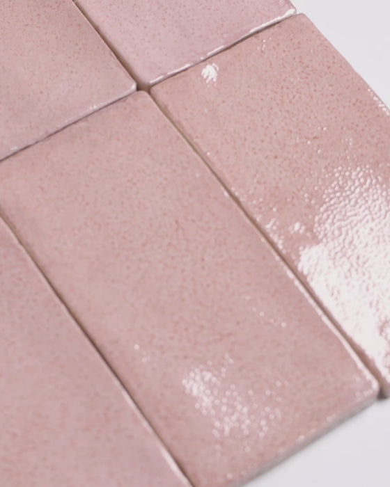 Exville Dusty Pink Gloss Spanish Tile 75x150mm