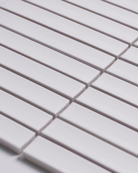 Gracemere White Gloss Concave Kit Kat Finger Mosaic Tile
