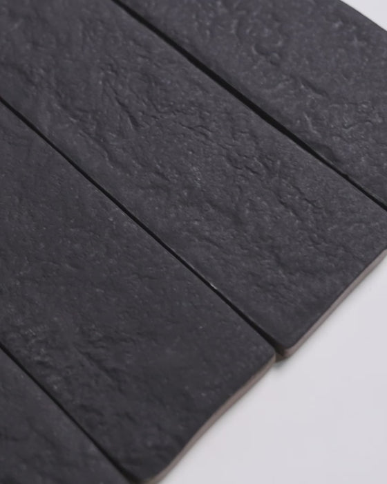 Ellerston Black Rustic Brick Look Tile 60 x 250mm