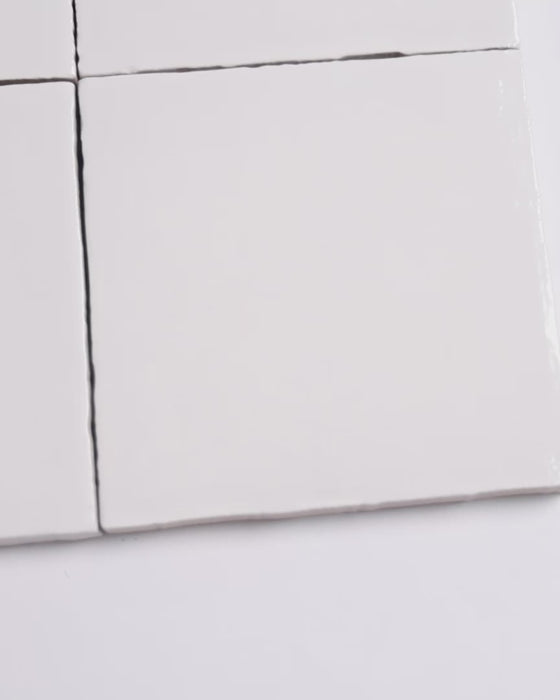 Rabat Cloudy White Zellige Look Spanish Ceramic Tile 100x100mm