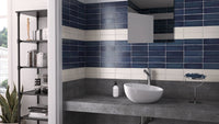 Rimtou Deep Blue Subway Matt Tile 65x200mm tile, view 3 - Tile Touch