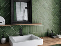Rimtou Olive Green Subway Matt Tile 65x200mm tile, view 4 - Tile Touch